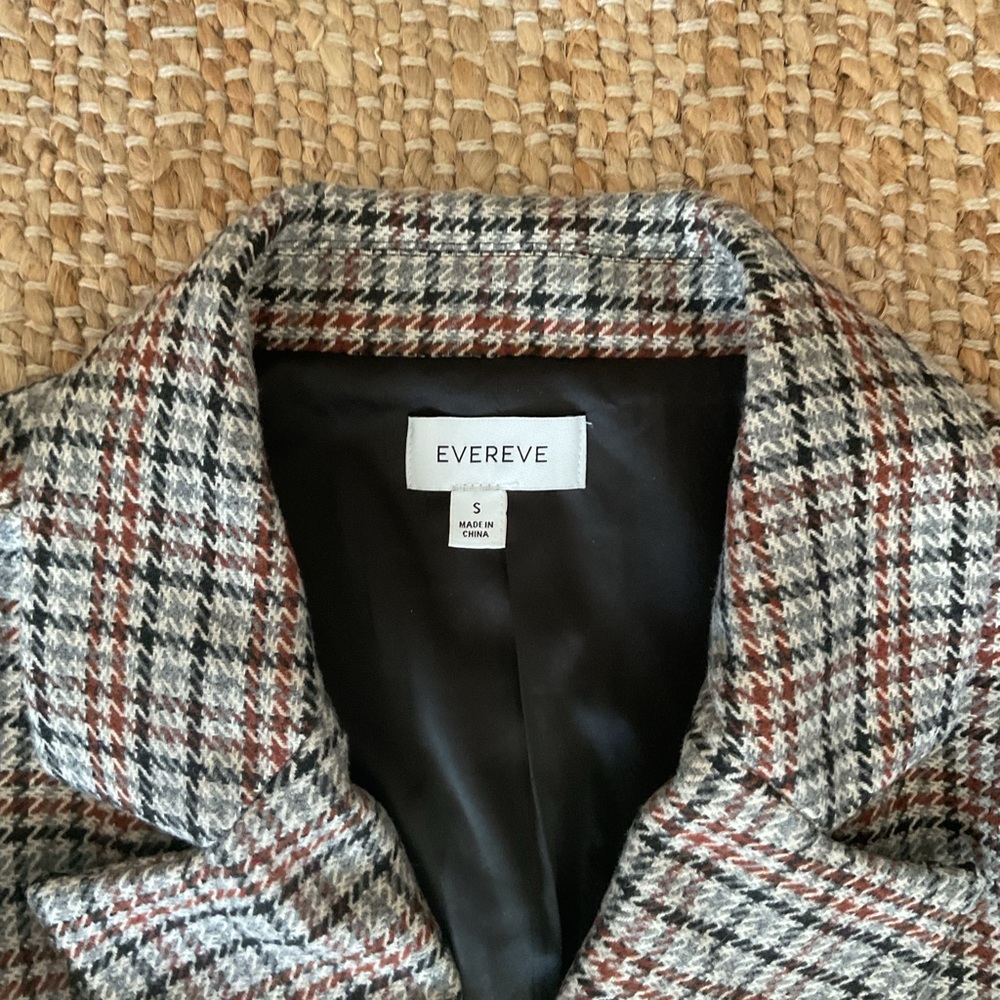Evereve wool blend plaid Bowden small sued elbow blazer - Picture 6 of 16